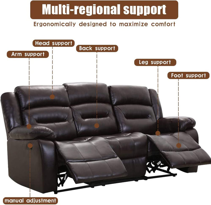 3-Seat Home Theater Recliner Sofa Set, Gray