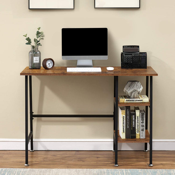 Industrial Style Home Office Desk with Shelves