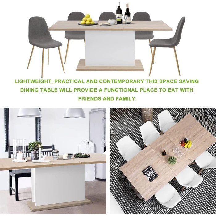 Extensible Dining Table for 4-8P, Wooden Top