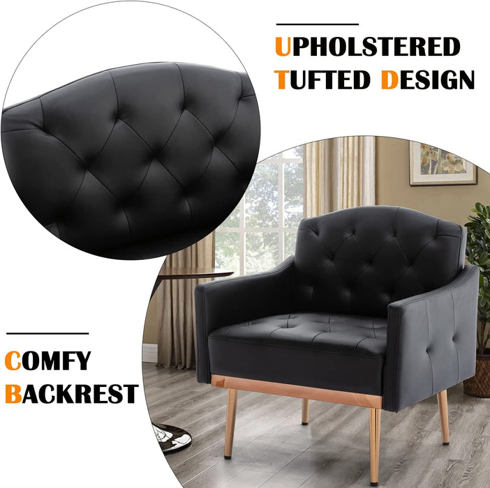 Modern Tufted Accent Chair with Gold Legs