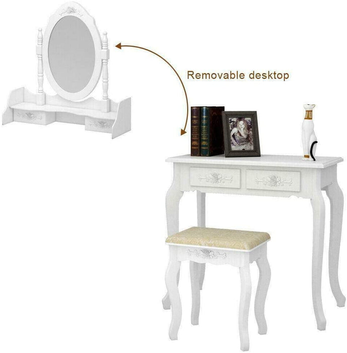 White Vanity Makeup Dressing Table Set