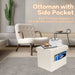 Foldable Ottoman with Side Pocket for Comfortable Seating