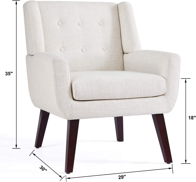 Mid-Century Modern Beige Accent Chair