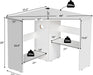 Compact White Corner Desk with Storage Shelves