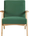 Green Velvet Mid Century Armchair with Wood Frame