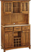 Cottage Oak Buffet Server with Wood Top, Drawers, and Wine Rack