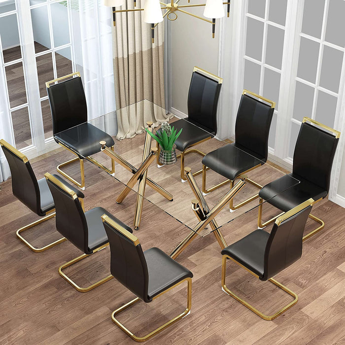 Modern Dining Chairs Set of 4, Side Dining Room Chairs with Golden Legs