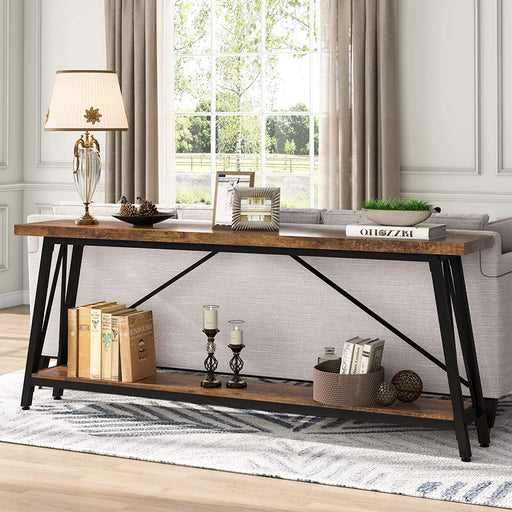 Extra Long Industrial Sofa Table for Living Room