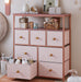 Pink Dresser with 7 Drawers and 2 Shelves