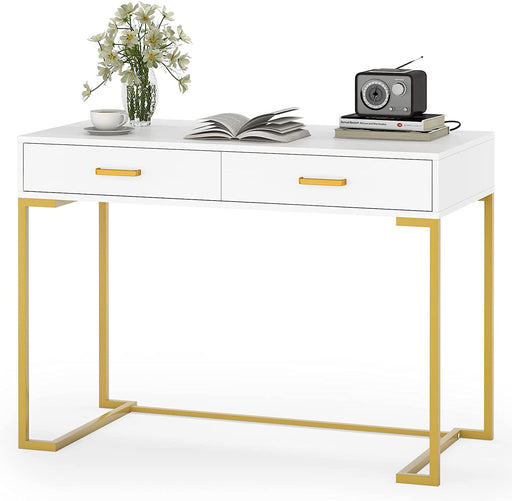 Modern White and Gold Computer Desk