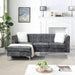 Velvet Sectional Sofa Couch with Chaise, Dark Grey