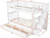 White Twin Bunk Bed with Stairs and Storage Drawers