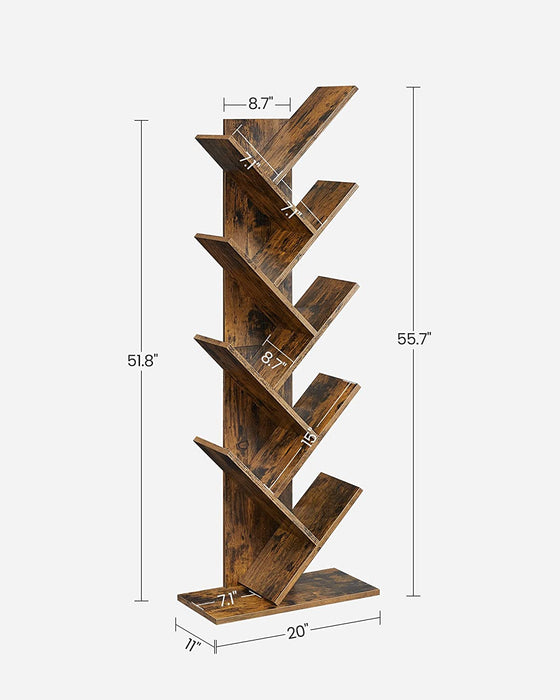 Rustic Brown Tree Bookshelf for Home Office