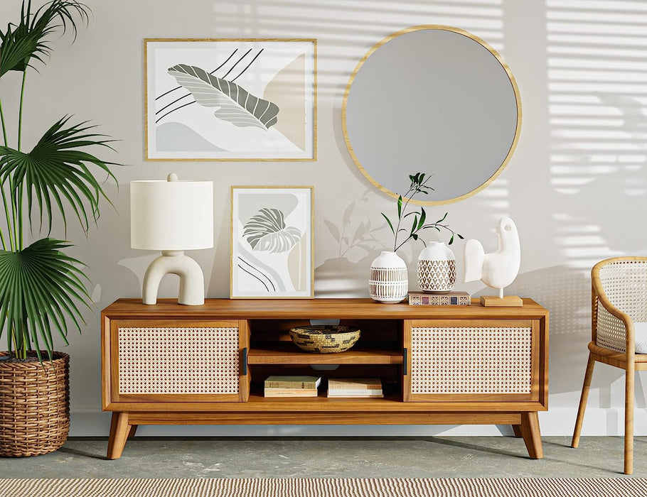 Jasper Console with Rattan Doors, 65 Inches