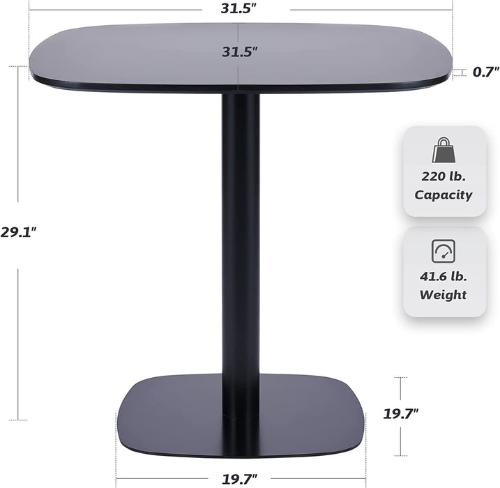 Modern Square Tulip Dining Table, 32", Black