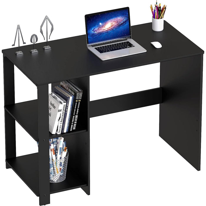 Black Desk with Shelves for Home Office