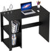 Black Desk with Shelves for Home Office