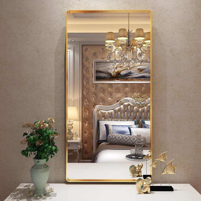 Wall Mirror for Bathroom,60X28 Mirror for Wall with Aluminium and Armoured Glass,Decorative Wall Mirrors for Living Room,Bedroom,Anti-Rust, Shatterproof,Horizontal or Vertical(Gold)