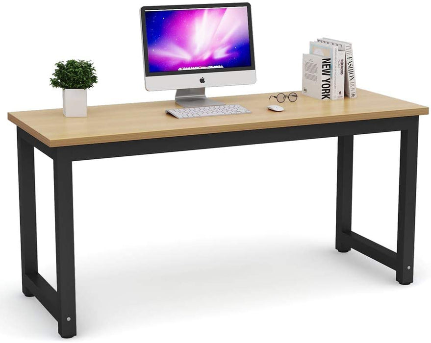 Large Walnut Office Desk with Black Legs