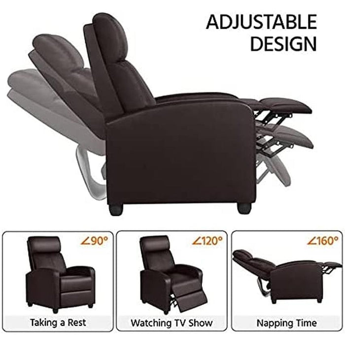 Set of 2 PU Leather Padded Recliner Chairs