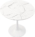 Modern round Dining Table, 32", Faux Marble Top, White