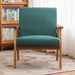 Retro-Style Emerald Accent Chair with Solid Wood Frame