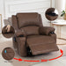 Leather Rocker Recliner Chair with Massage, Swivel, Drink Holders, Mocha