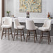 Upholstered Stool Chairs with Back and Wood Legs, Set of 4