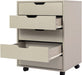 Beige Office Drawer with Printer Stand