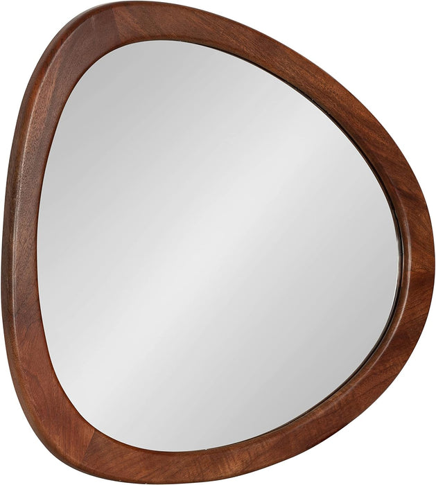 Mckinder Asymmetrical Wood Wall Mirror, 24 X 28, Walnut Brown, Decorative Irregular Geometric Mirror with Robust Wooden Frame and Distinct Finish