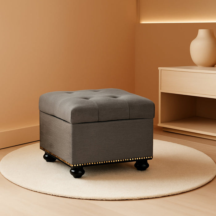Modern Gray Ottoman with Storage Space