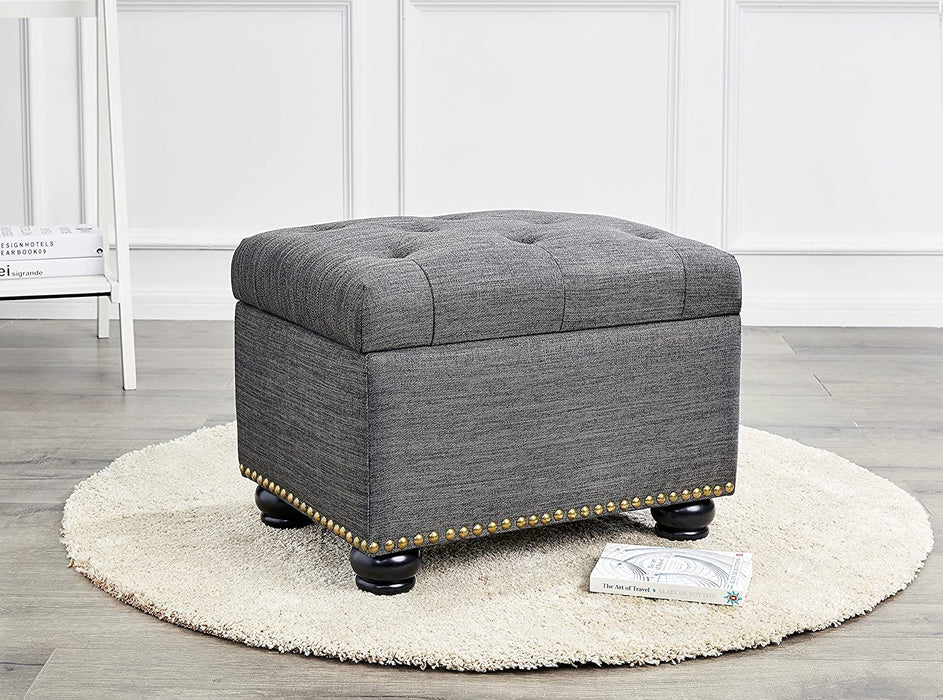 Modern Gray Ottoman with Storage Space
