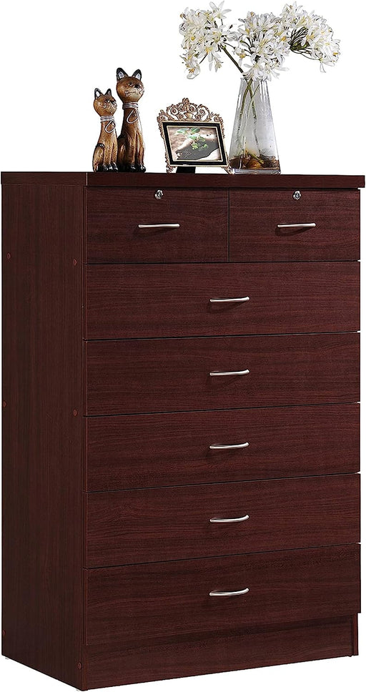 7-Drawer Mahogany Dresser with Top Locks