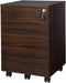 Walnut Mobile File Cabinet with 3 Drawers