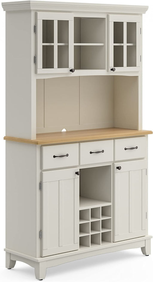 Off-White Server with Hutch and Wood Top