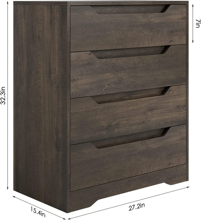 Modern 4-Drawer Dresser in Dark Brown