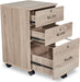 Mobile Oak File Cabinet with Lock, 3 Drawers