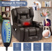 Power Recliner Chair with Heat and Massage, Brown