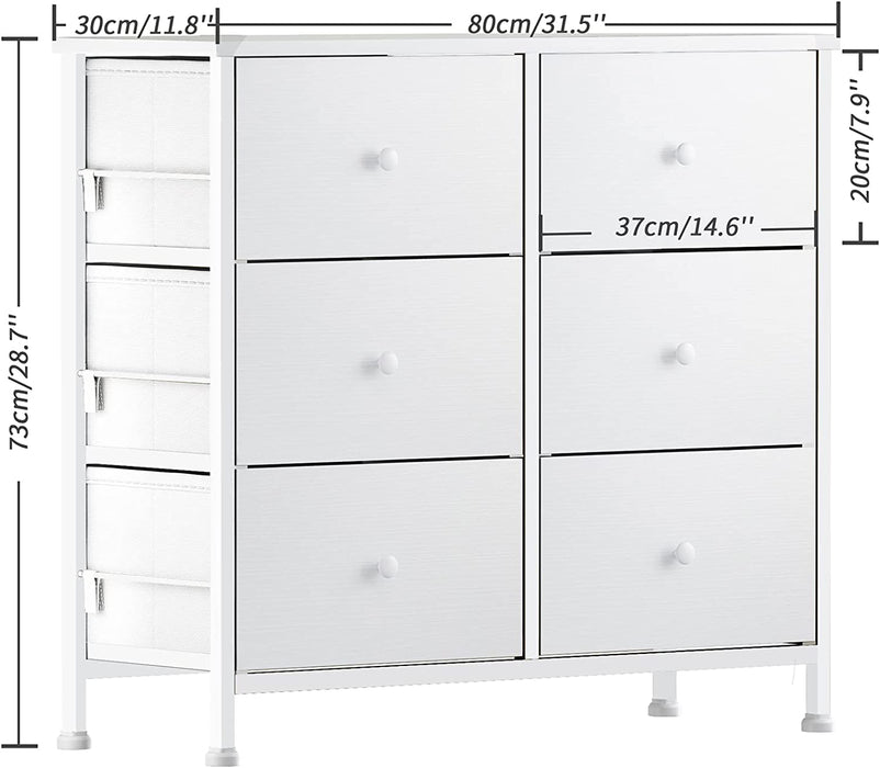 White 6-Drawer Fabric Storage Chest Tower, Small