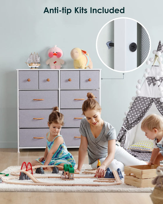 Light Grey 10 Drawer Storage Drawer Dresser