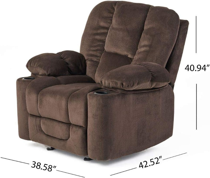 Chocolate Fabric Gliding Recliner Chair