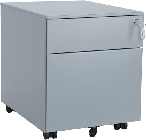 Grey 2-Drawer Lockable File Cabinet for Office
