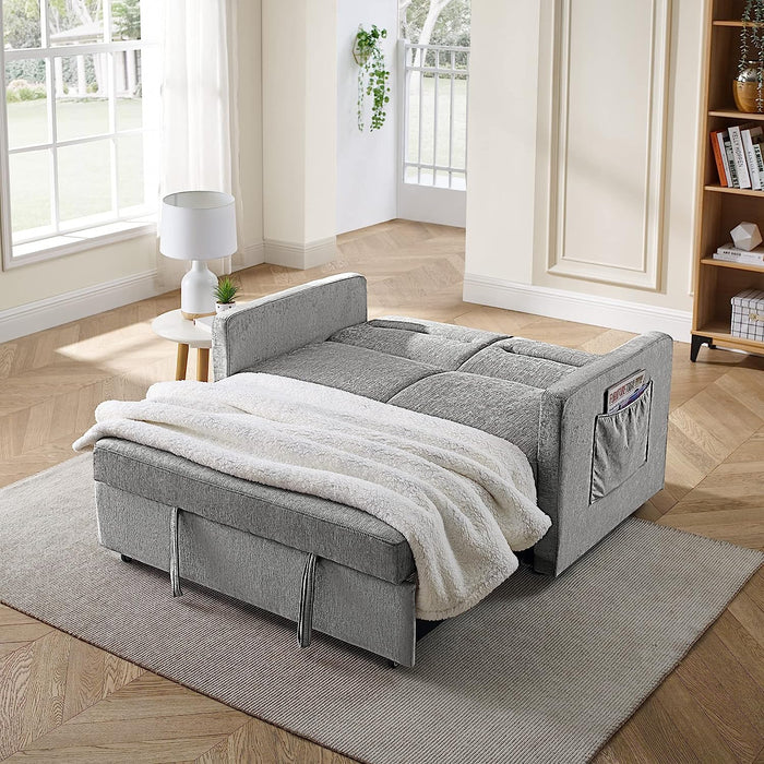 Modern Silver Grey Loveseat Sleeper Sofa Bed