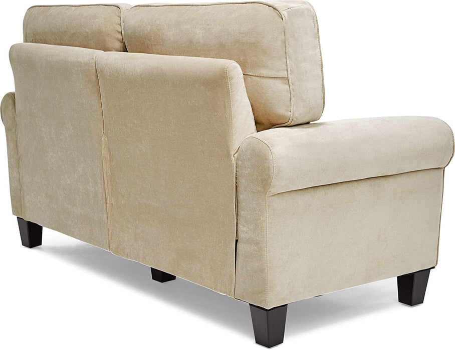 Tan Modern Upholstered Loveseat