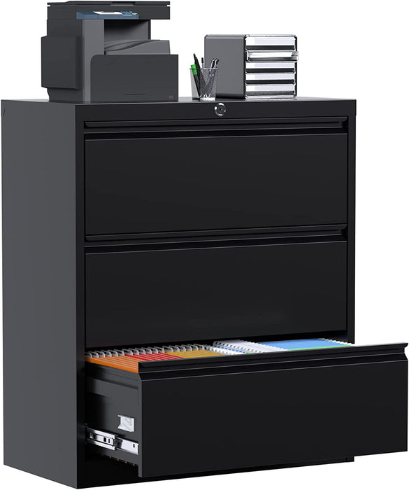 Lockable 3-Drawer Metal File Cabinet for Office/Home