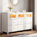 White LED Light Dresser with 7 Drawers for Bedroom