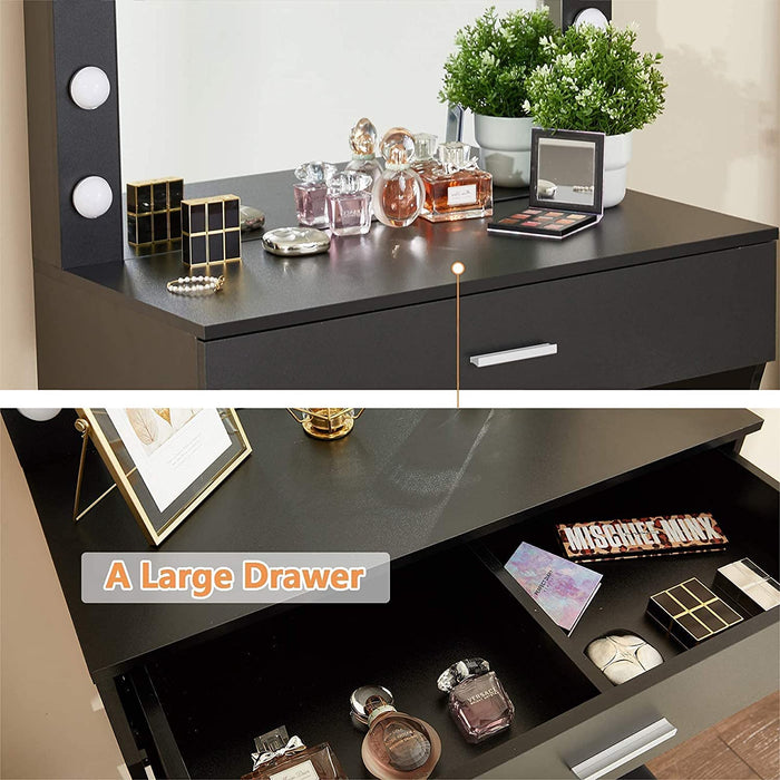 Black Vanity Set with Lighted Mirror