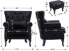 Black Velvet Wingback Chair with Ottoman Set