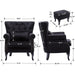 Black Velvet Wingback Chair with Ottoman Set