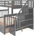 Twin over Full Bunk Bed with Stairs, Grey